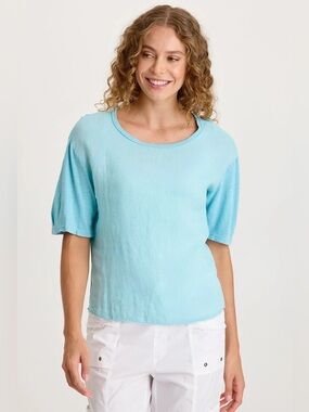 XCVI
ESTI LINEN SHORT SLEEVE TEE
 In Mermaid Tail Pigment